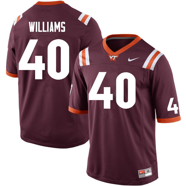 Men #40 Travis Williams Virginia Tech Hokies College Football Jerseys Sale-Maroon